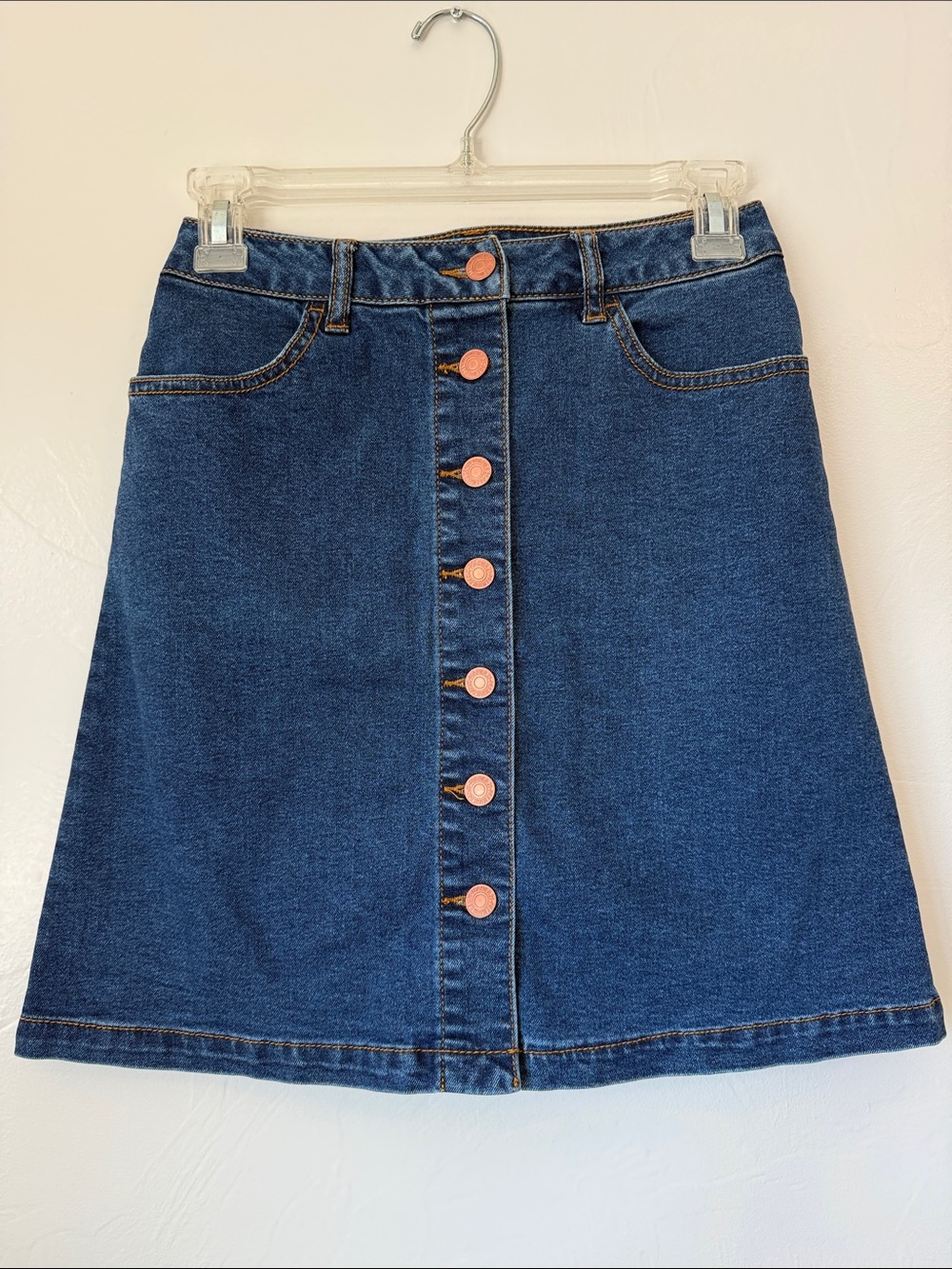 Forever 21 A-Line Button Front Denim Mini Skirt Dark Wash Size 0